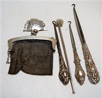 Lot 492 - A silver and steel chain link lady's purse;...