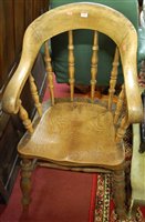 Lot 1400 - An early 20th century elm and oak stickback...