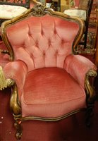 Lot 1405 - A contemporary Victorian style walnut framed...