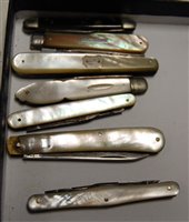 Lot 512 - A collection of mother of pearl pocket fruit...