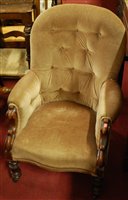 Lot 1420 - A mid Victorian mahogany framed button back...