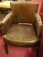 Lot 1421 - A set of four contemporary tan leather and...