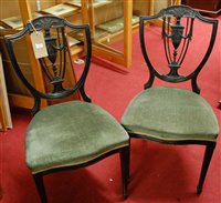 Lot 1425 - A set of four circa 1900 ebonised Sheraton...