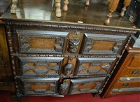 Lot 1443 - An antique joined and relief carved oak...