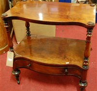 Lot 1470 - A Victorian mahogany serpentine front two tier...