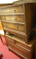 Lot 1489 - A 1930s moulded oak triptych mirror back...
