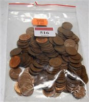 Lot 516 - A bag of copper half pennies, gross weight 10.8oz