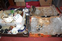 Lot 571 - Five boxes of mixed china, glassware and...