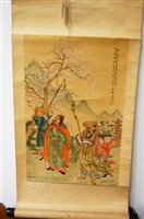 Lot 600 - An early 20th century Japanese silkwork scroll