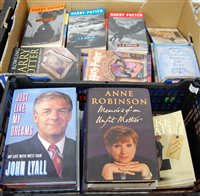Lot 606 - Two boxes of novels and autobiographies to...