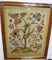 Lot 609 - A framed needlework depicting a rabbit amongst...