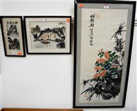 Lot 613 - Three 20th century framed Japanese watercolours
