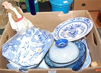 Lot 660 - A box containing a quantity of mainly blue and...