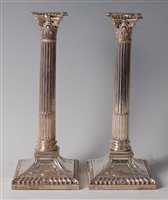 Lot 1143 - A pair of Victorian silver Corinthian column...