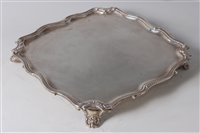 Lot 1119 - A 1930s silver salver, of shaped square form,...