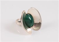Lot 163 - *A silver and prasiolite ring by Astrid Fog...