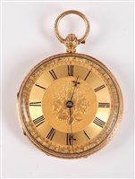 Lot 1220 - An 18ct pocket watch and 9ct chain, the round...