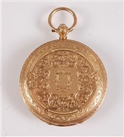 Lot 1220 - An 18ct pocket watch and 9ct chain, the round...