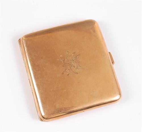 Lot 1237 - A 9ct gold cigarette case, the monogrammed...