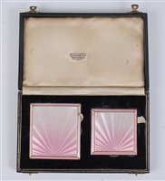 Lot 116 - A cased late Art Deco silver and pink...