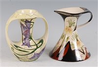 Lot 31 - A Black Ryden glazed pottery twin handled vase...