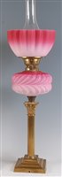 Lot 1276 - A late Victorian lacquered brass pedestal oil...