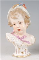 Lot 1077 - A mid-19th century Meissen porcelain bust,...