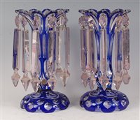 Lot 1103 - A pair of late 19th century blue overlaid...