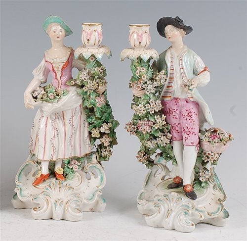 Lot 1094 - A pair of 18th century Derby porcelain figural...