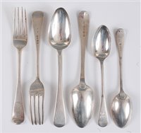 Lot 1136 - A silver harlequin part cutlery suite, in the...