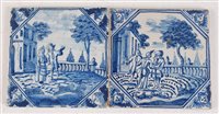 Lot 1102 - A pair of 18th century Delft tiles, probably...
