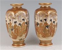Lot 1320 - A pair of Japanese Meiji period Satsuma vases,...