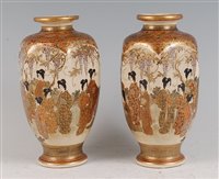Lot 235 - A pair of Japanese Meiji period Satsuma vases,...