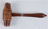 Lot 1281 - A Victorian carved sycamore presentation gavel,...