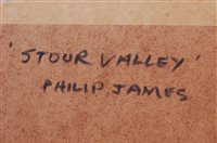 Lot 349 - Philip James ROI - Stour Valley, oil on paper,...