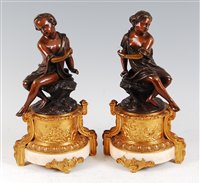 Lot 1265 - A pair of mid-19th century French bronze...