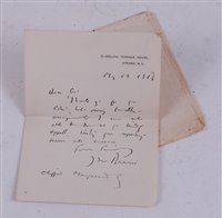 Lot 526 - A signed letter from J.M. Barrie dated 1913,...
