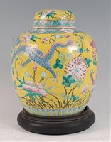 Lot 1311 - A Chinese export yellow ground ginger jar and...