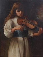 Lot 1470 - Late 19th century school - The Violinist, oil...