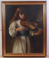 Lot 1470 - Late 19th century school - The Violinist, oil...
