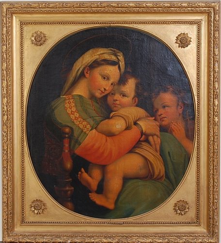 Lot 1488 - After Raphael - Madonna and Child, oil on...