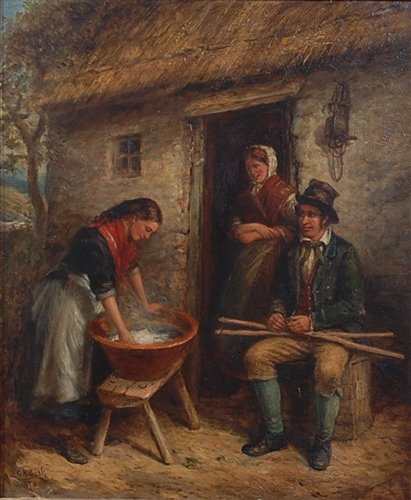 Lot 1490 - Charles Henry Cook (1830-1906) - Wash day,...