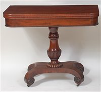 Lot 1609 - A William IV mahogany card table, the D-shaped...