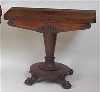 Lot 1610 - A William IV rosewood card table, the D-shaped...