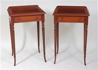 Lot 1599 - A pair of Regency style mahogany lamp tables,...