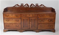 Lot 1619 - A George III oak Lancashire dresser, having a...