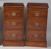 Lot 1626 - A pair of figured walnut and crossbanded three...