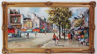 Lot 352 - Louis Basset (b.1948) - Parisian street scene,...