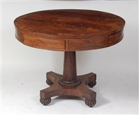 Lot 1641 - A George IV mahogany pedestal drum or rent...