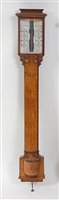 Lot 1530 - A Victorian oak stick barometer, the ivory...